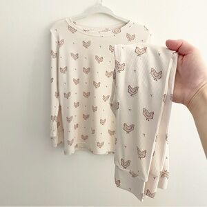 NEW Ribbed Bamboo Chicken Print Two Piece Pajama Set